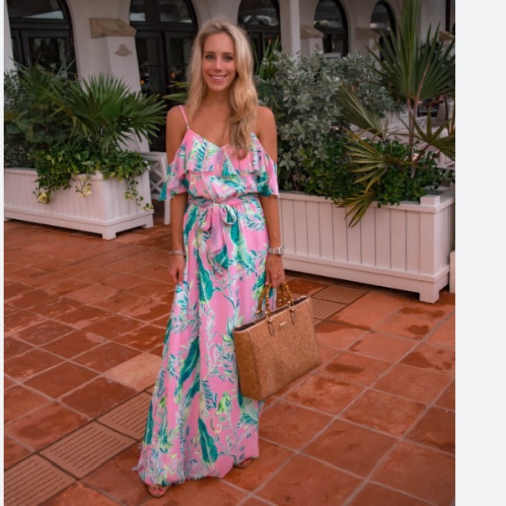 NWOT Lilly Pulitzer Zadie Maxi Dress in Coral Reef Tint Chimposerie Size… - Picture 3 of 7
